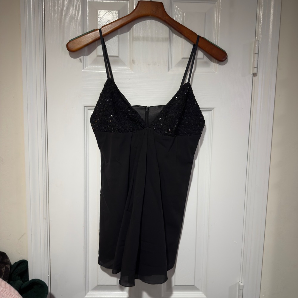 Maria‎ Bianca Nero Cocktail Evening Top Medium Black Sequin Baby Doll Vintage